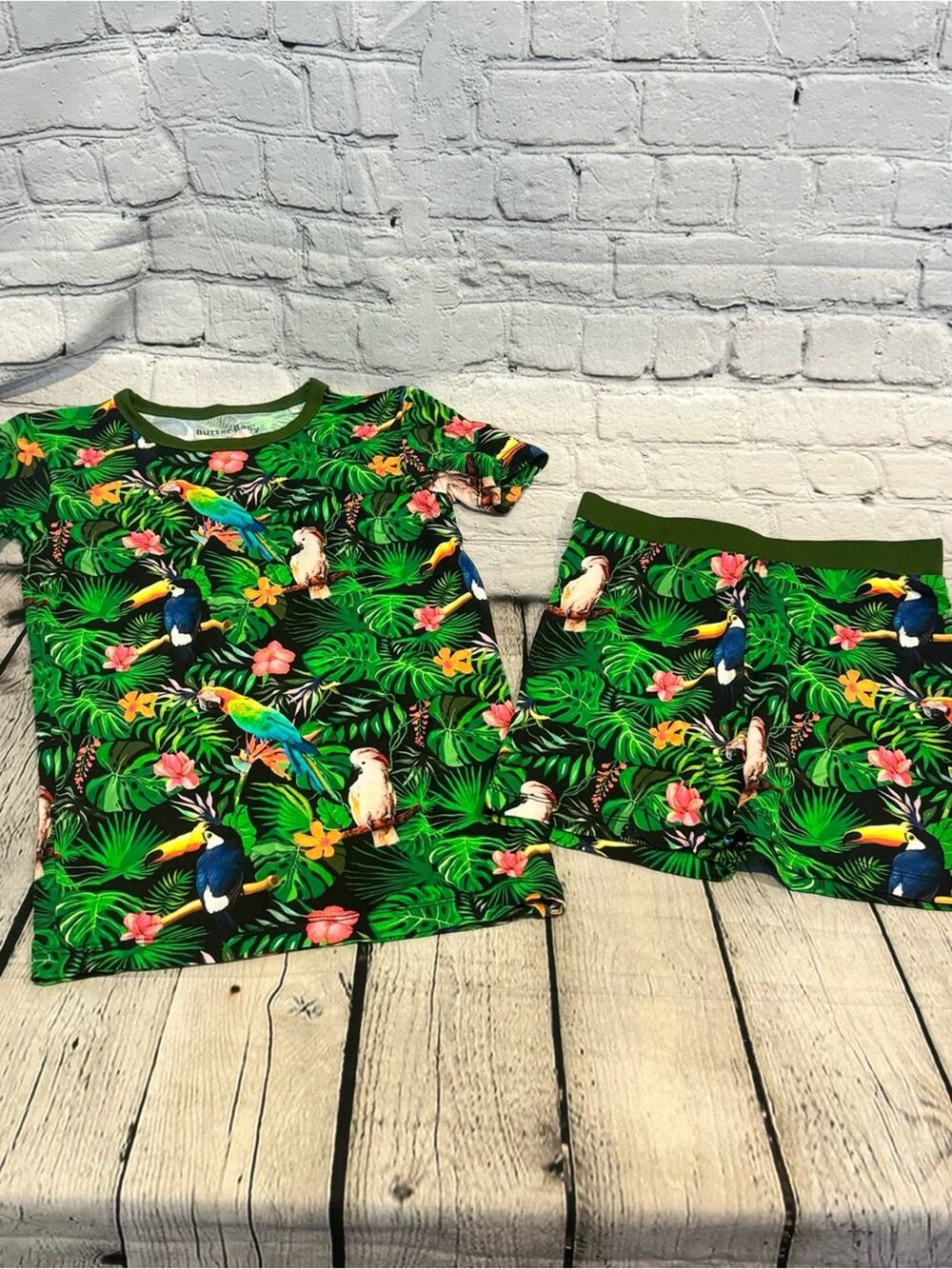 Butter Baby Bird Pattern Bamboo Short Set